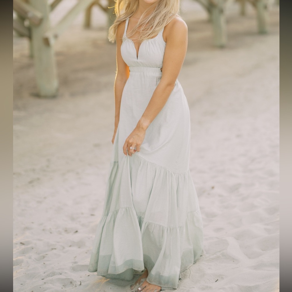 Sweep Me Away Sage Green Back Cutout
Sleeveless Maxi Dress Lulus
